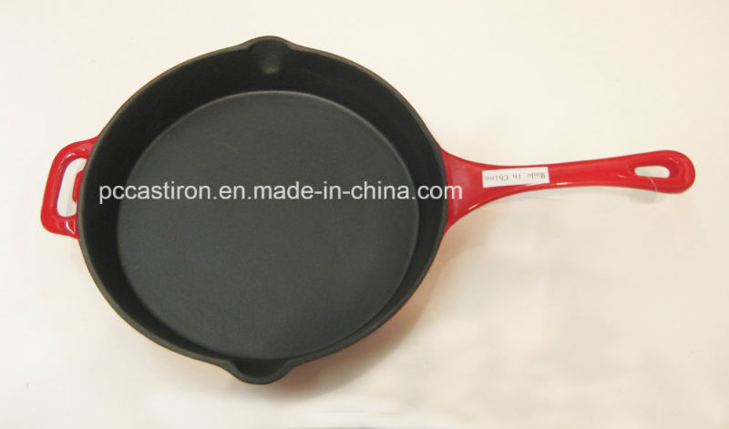 Preseasoned Enamel Cast Iron Frypan Dia 24cm