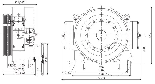 Torin Vvvf Permanent Magnet Gearless Passenger Elevator Traction Machine (OS113-GTW8)