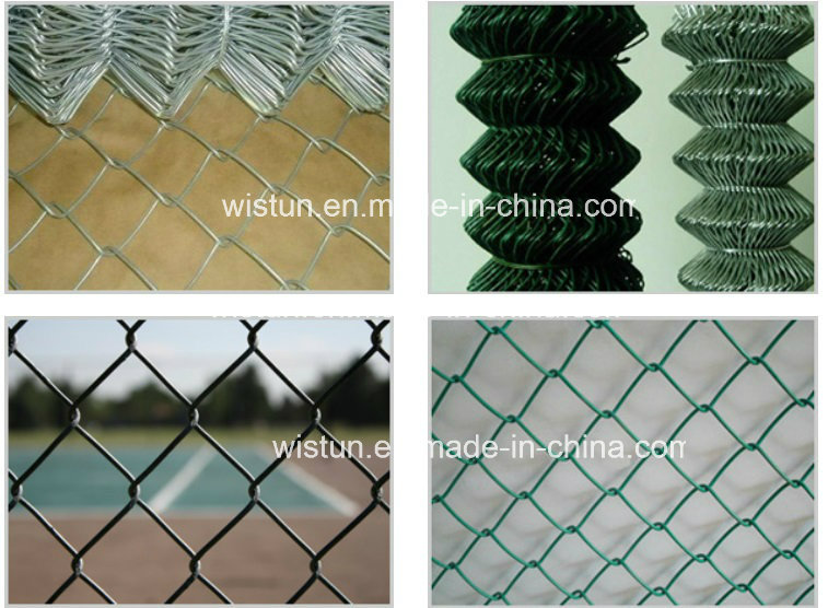 China Factory Galvanized/PVC Coated Chain Link Fence Diamond Wire Mesh