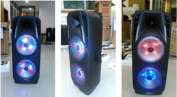 Double 10''inch Super Power Speaker with LED Light Microphone F73D