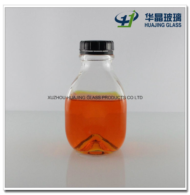 450ml 15oz New Fashion Square Glass Bottle for Water/Fruit Juice/Beverage with Plastic Snap Lid Wholesale