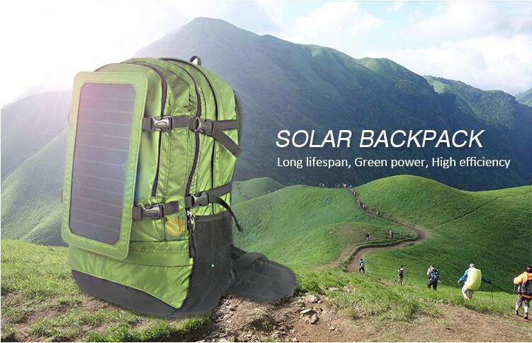 Army Green Polyester Hiking Solar Backpack 6.5W 6V Solar Bag