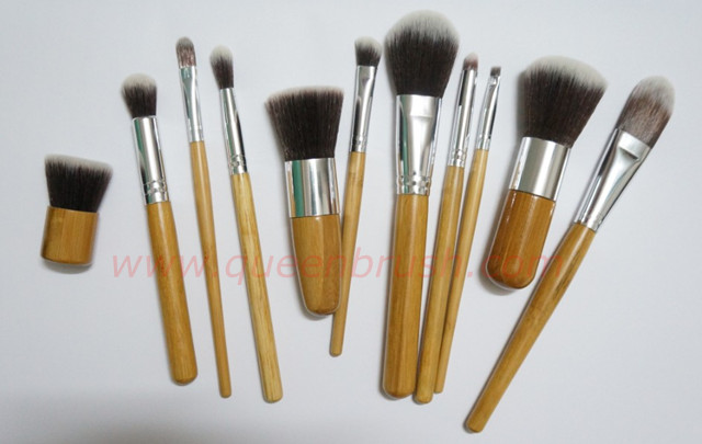 Bamboo Handle 11PCS Synthetic Cosmetic Makeup Brush Set