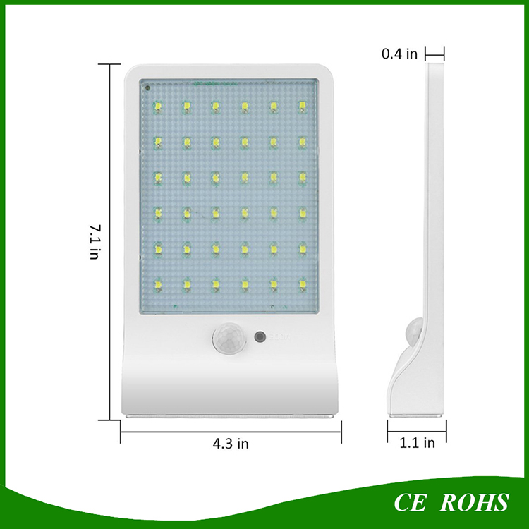 Wall Mounted Wireless Motion PIR Sensor 36 LED Solar Garden Light