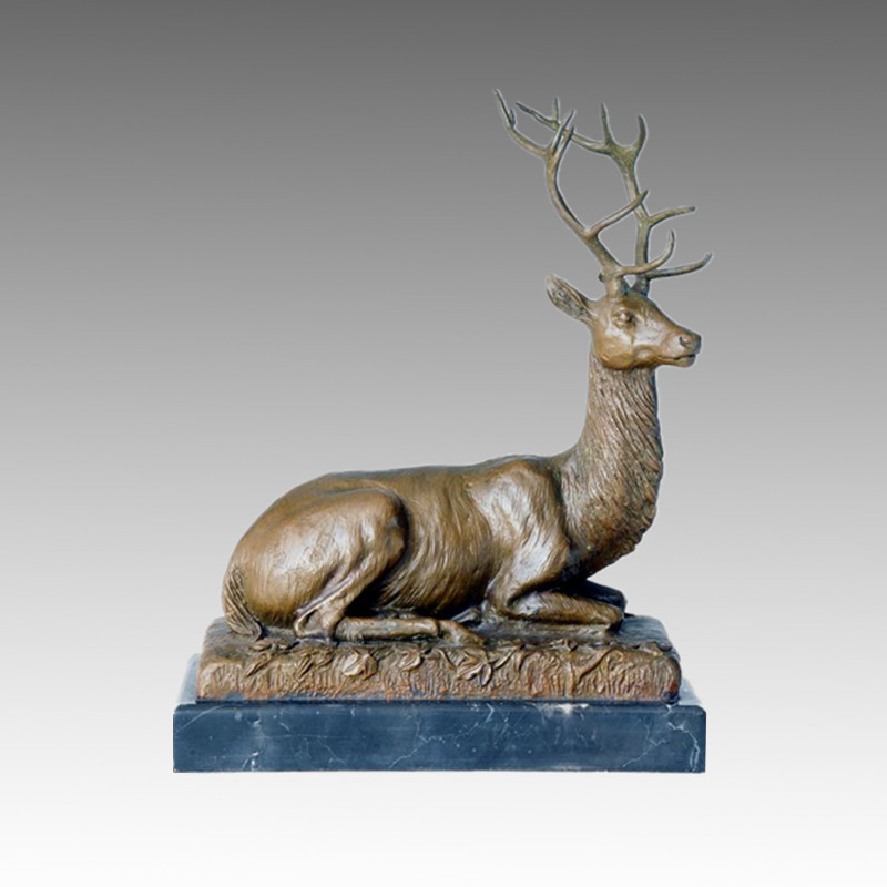 Animal Bronze Sculpture Deer Carving Deco Brass Statue Tpal-111