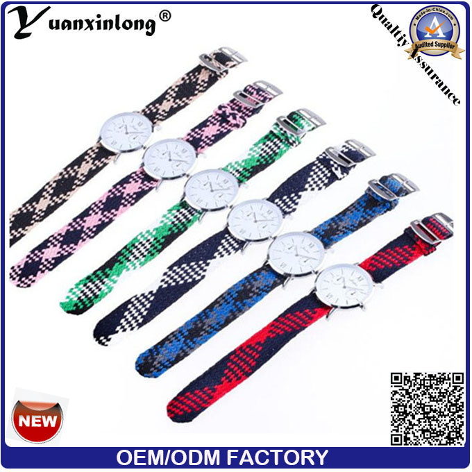 Yxl-214 2016 Wholesale New Fashion Diamond Watch Elegant Ladies Nylon Nato Strap Watch Wrist Lady