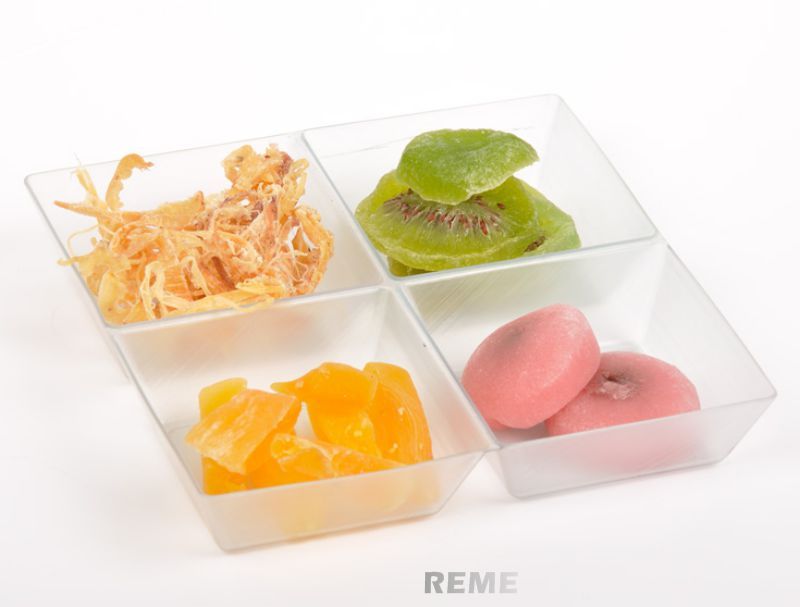 Plastic Disk Disposable Saucer Sqare 4 Compartment Tray