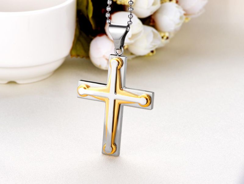 Hdx Gold Steel Three Cross Jewelry Pendant