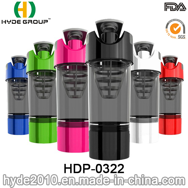 600ml BPA Free Wholesale Protein Shaker Bottle, Plastic Powder Shaker Bottle (HDP-0322)