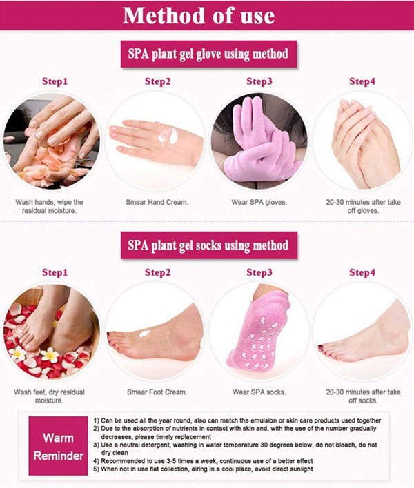 Foot Care Hands Care Beauty Skin Moisturizing Gel Heel SPA Gel Sock with Different Colors