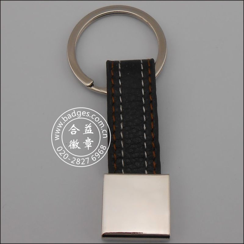 Leather Keychain, Metal Keyring with Engraved Logo (GZHY-KA-015)