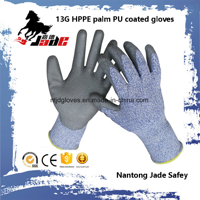 13G PU Coated Cut Resistant Hand Glove Level Grade 3 and 5