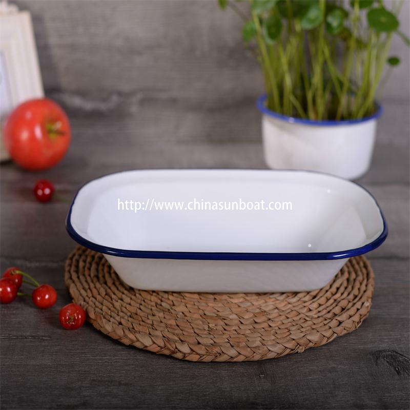 Sunboat Enamel Butter Rectangular Plate Kitchenware