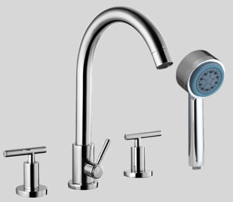 4-Hole Tub Filler with Personal Handshower and Lever Handles