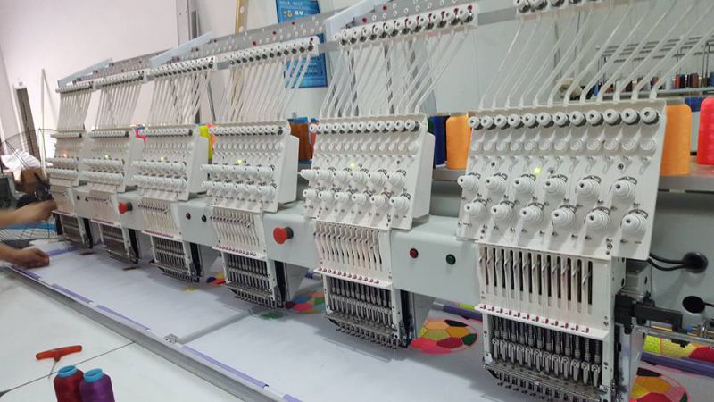 High Speed 6 Head 9 or 12 Color Cap Embroidery Machine for Flat T-Shirt Finished Garments 3D Embroidery (WY906C/WY1206C)