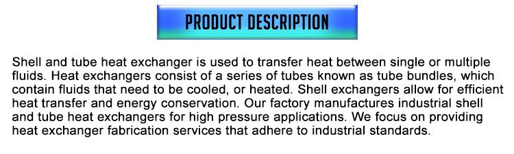 industrial machinery shell and tube heat exchanger