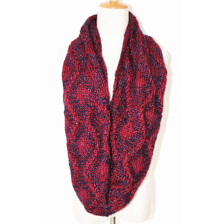 Unisex Neck Warmer Thick Winter Diamond Printingknitted Loop Snood Scarf (SK155)