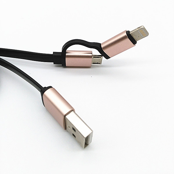 High Quality 2 in 1 USB Data Charge Cable for Micro and Lightning
