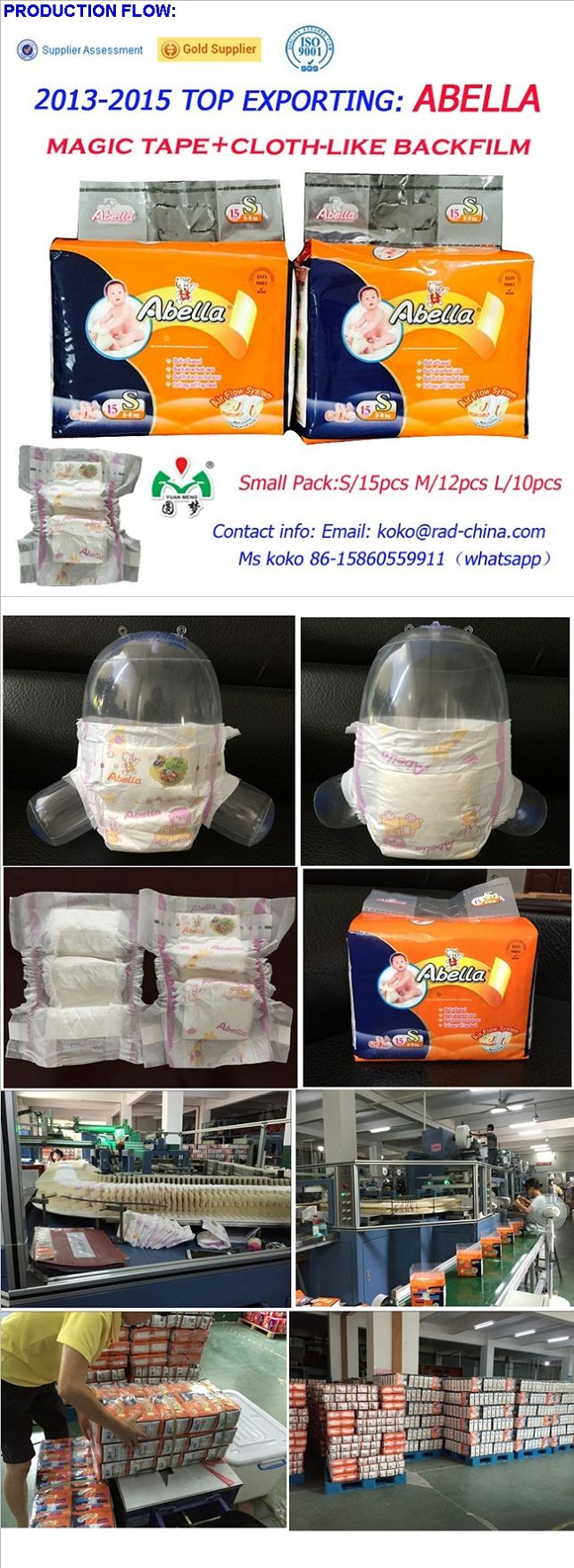Abella High Quality Cloth Like Magic Tapes Velcros Soft Comfortable Africa Market Baby Diapers