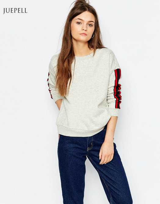 Strip Sleeve Cropped Fashion Sweatshirt