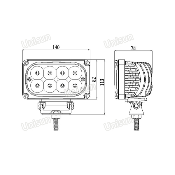 Unisun 12V 4inch 40W CREE LED Tractor Light