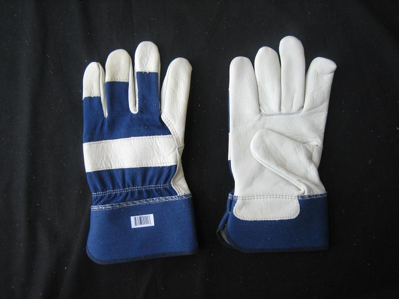 Good Quality Cow Grain Leather Fully Palm Cotton Cuff Work Glove