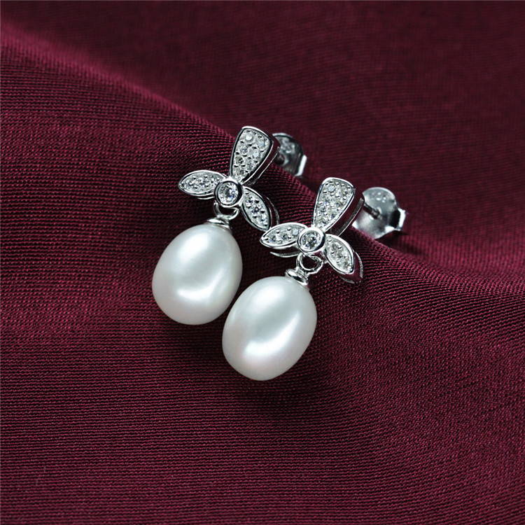 Sterling Silver Fashion Natural Freshwater Pearl Earring