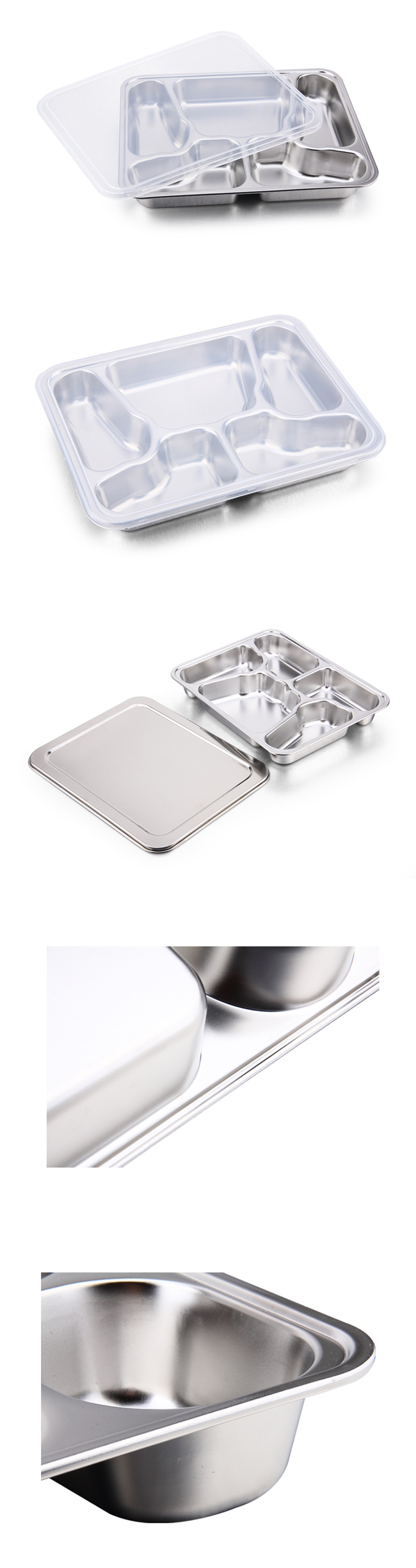 5 Compartment Butterfly Shape Stainless Steel Fast Food Serving Tray Food Divider Plate