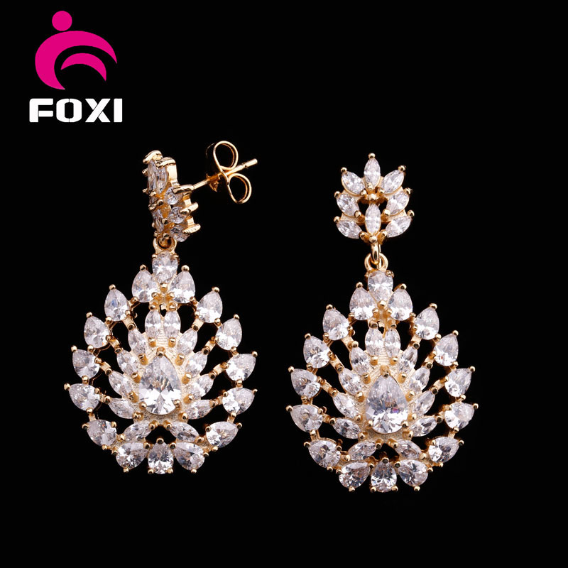 2016 Hot Sale Plated 18k Gold Fashion CZ Jewelry Set for Girls Party