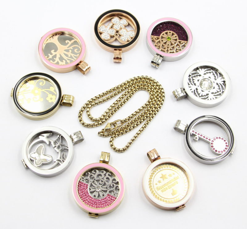 Factory Wholesale of Fashion 316L Stainless Steel Locket Jewelry with Enamel Top