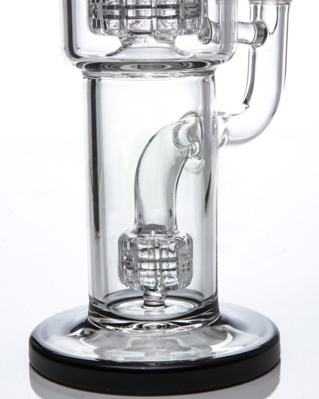 Double Stereo Matrix Glass Smoking Water Pipe with Black Lip (ES-GB-532)