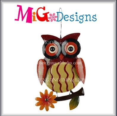 New Promotion Fall Havest Glitter Owl Metal Home Decor