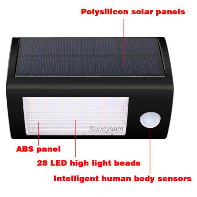 28 LEDs Solar Light Outdoor with Motion Sensor Solar Light 560 Lumens IP65 Waterproof 3 Working Modes for Garden Security