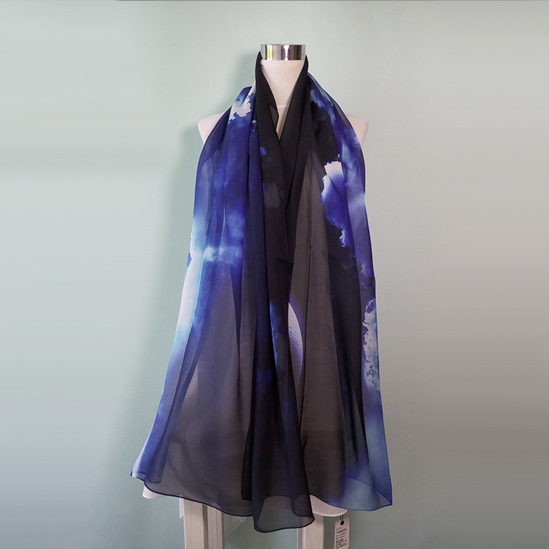 Evening Glow Blue Silk Scarf