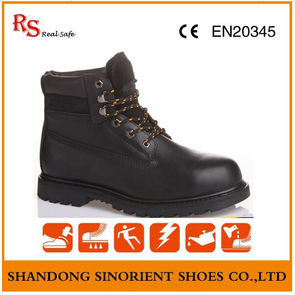 Black Action Leather Rubber Cement Japanese Work Boots RS216