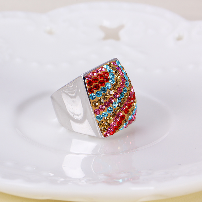 Xuping Colourful Luxury Zircon White Gold Ring