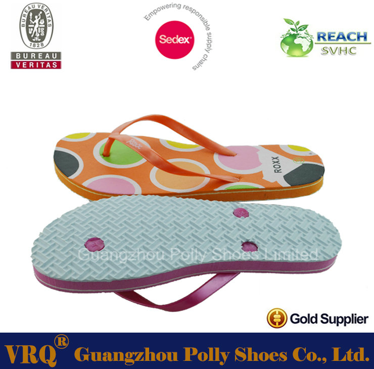 PVC out Sole EVA Footbed Flip Flop for Ladies