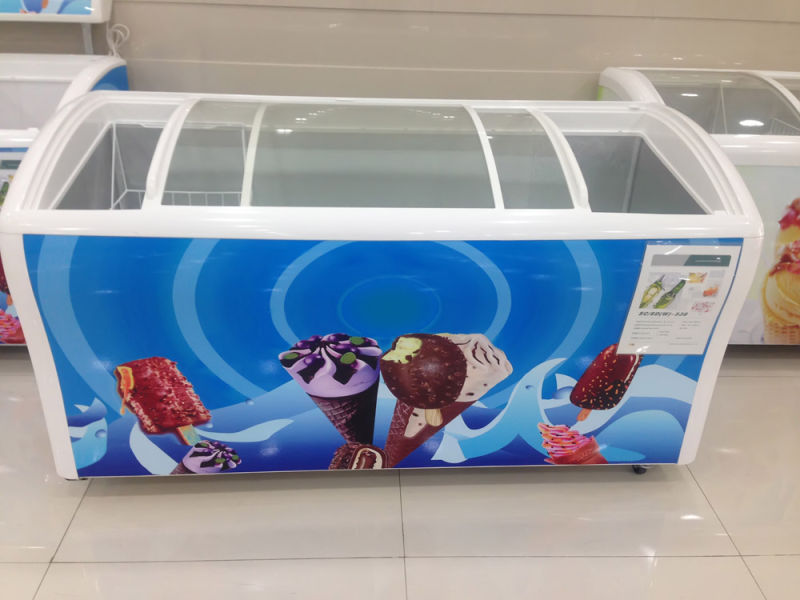 Commercial Big Capacity Deep Freezer Glass Top Door Chest Freezer