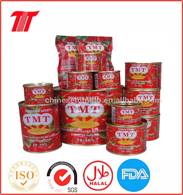 Organic Canned Tomato Sauce with Red Color, 28%~30% Brix Double Concentrated Processing
