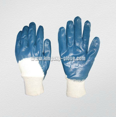 Nitrile Coated Open Back Cotton Wrist Gloves (5004)