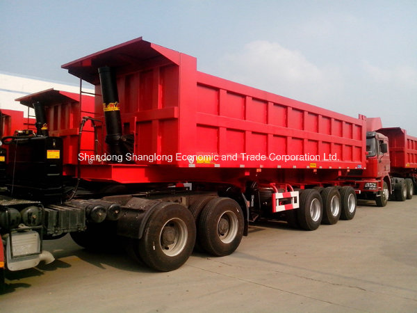 China Three Axles 35 Cbm 45ton Dump Semi Trailer with Hooks