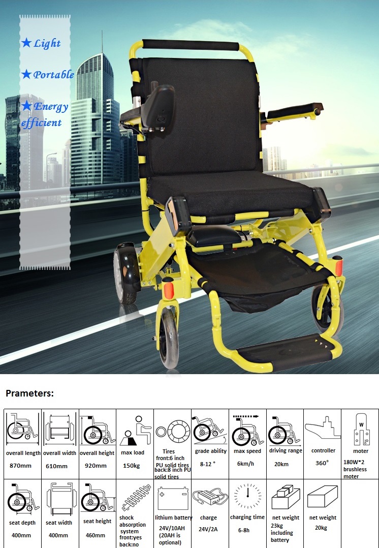 Lightweight Aluminum Folding Electric Power Wheelchair