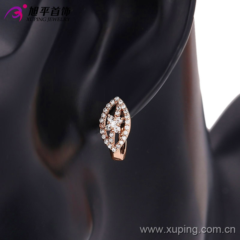 Fashion Fancy CZ Diamond Rose Gold Color Imitation Jewelry Earring Huggies -90750