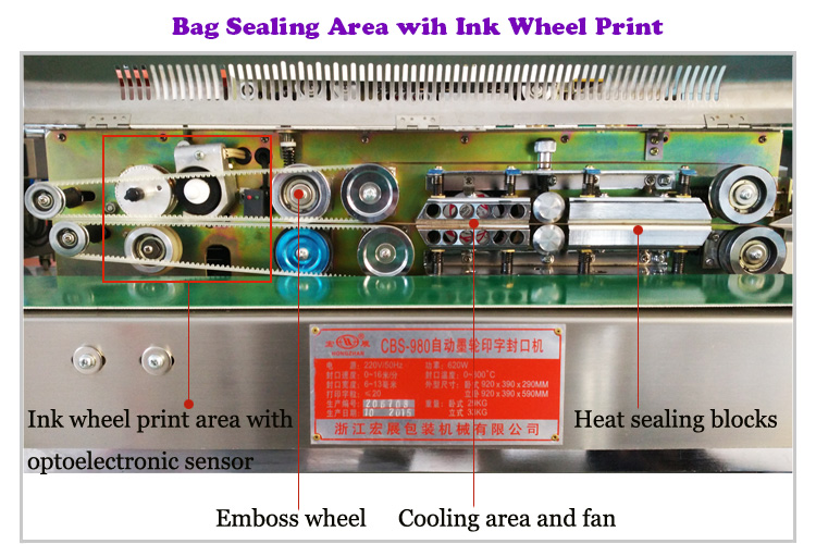 Horizontal and Vertical Continuous Impulse Heat Sealing Machine for Compound Pocket Bag with Extended Telescope Seal Line