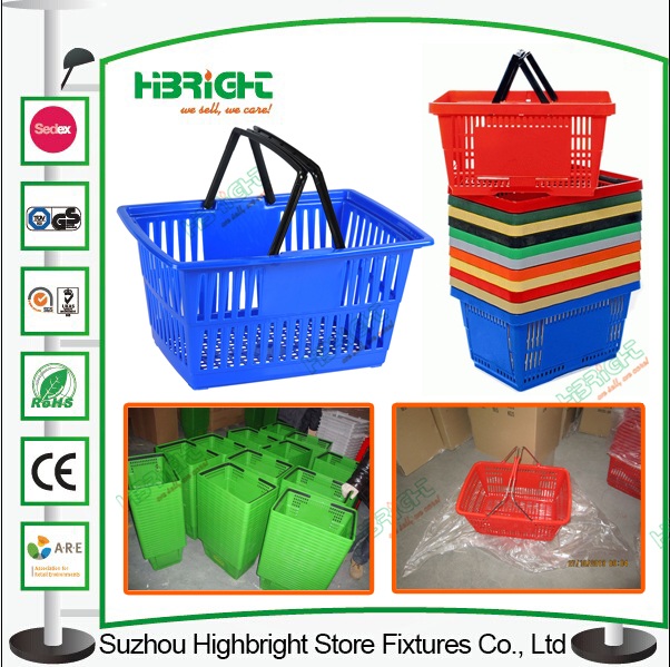 China Factory Colorful Supermarket Plastic Shopping Basket