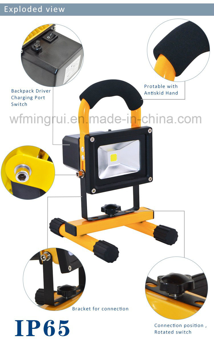 10W-50W COB/SMD Waterproof &Portable& Rechargeable LED Emergency Flood Light/ LED Working Light for Outdoor with CE, RoHS