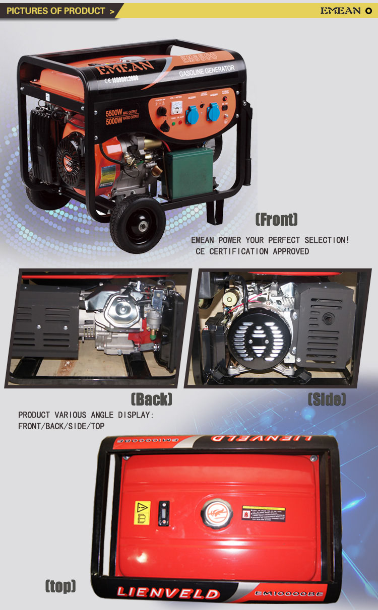 5kw Open Type Petrol Three Phase Gasoline Generator