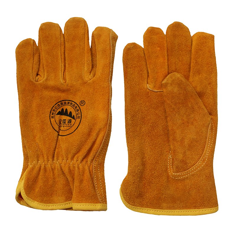 Winter Leather Safety Driver Working Gloves with Full Lining