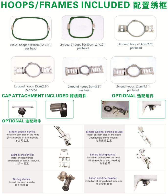 Wonyo 6 Head Computer Embroidery Machine for Cap Flat Embroidery