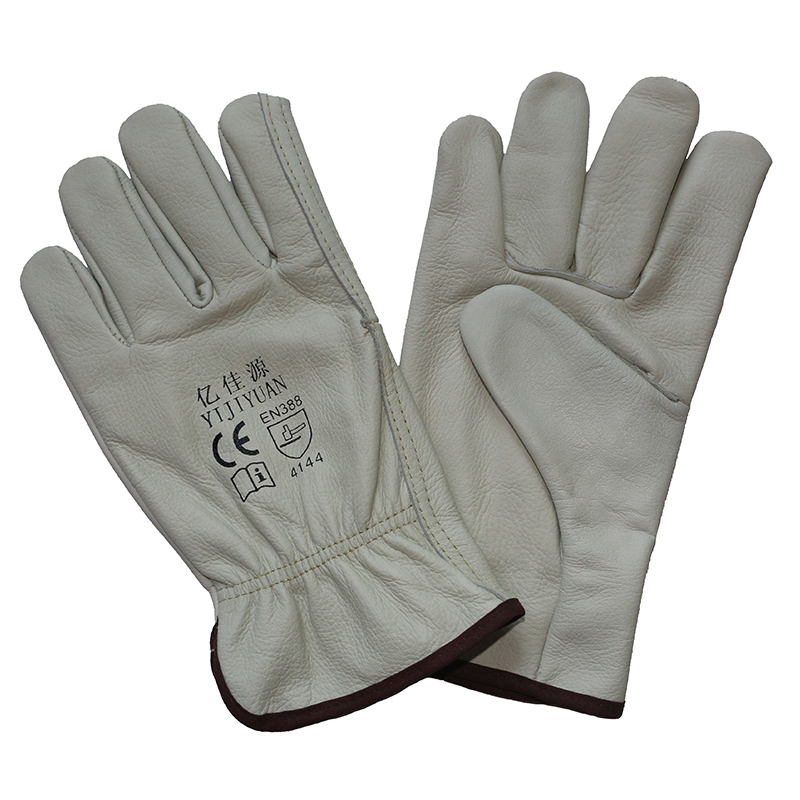 Wing Thumb Driving Safety Gloves Nature Cow Grain Leather Working Gloves